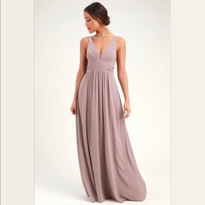 Lulu’s Leading Role Taupe Maxi Dress XS